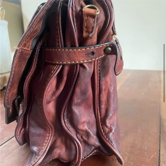 Frye Cameron Satchel GUC redwood dark brown medium 12x10 inches Dark Academia - Picture 5 of 15